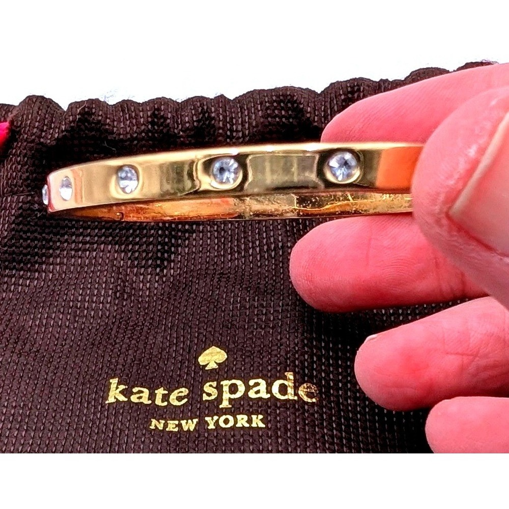Kate Spade Gold Tone Crystal Hinged Bangle Bracelet with Dust Bag - Picture 1 of 6